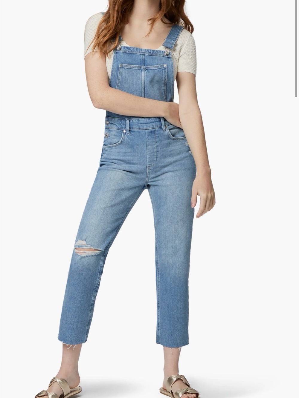 PAIGE NOELLA Blue Denim JEAN Overalls RAW HEM LEONA DESTRUCTED NEW NWT SZ 26